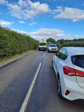 A cyclist was taken to hospital following the incident.
