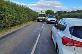A cyclist was taken to hospital following the incident.