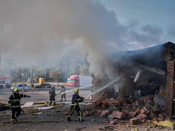 A petrol station on fire