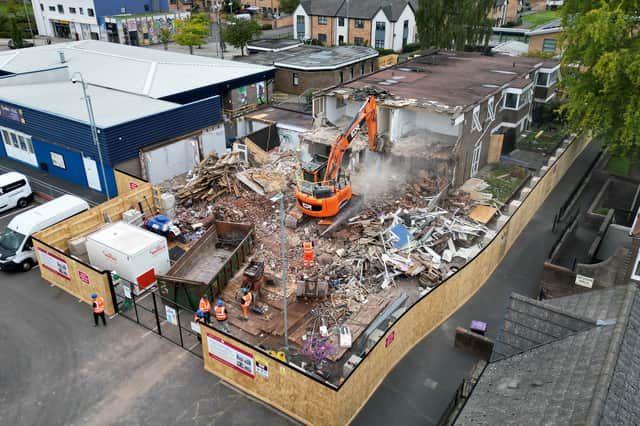 Demolition at the Hub on the Hill last month