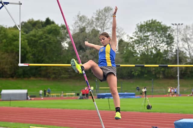 Megan Lister (Shrewsbury) clears the pole vault bar