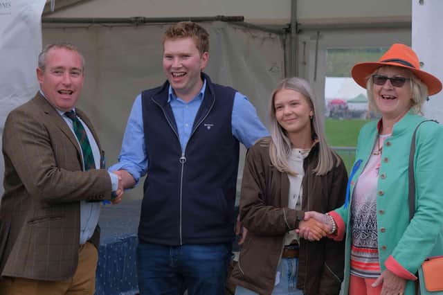 The two recipients of this year's grants given by Kington Horse Show & Agricultural Society David Jones and Gerogia Jones with the Show chairman Alex Ross and President Annabelle Sankey on show day.
The grants allow David and Georgia to pursue agricultural related course. The main purpose of the fund is to promote the objectives of the Society which are rooted in the improvement and sustainability of agricultural practices and infrastructure.