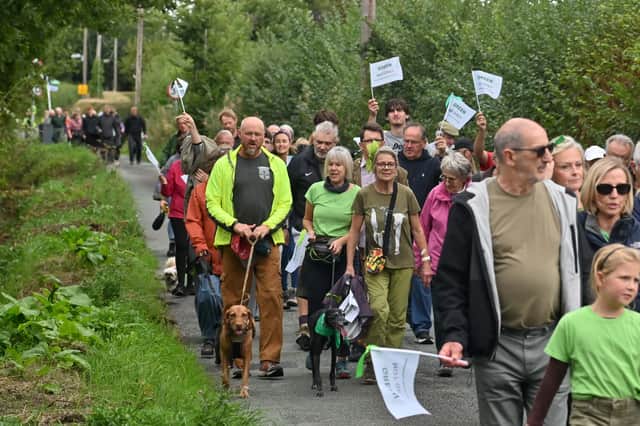 A group of villagers have gathered for one last time to protest plans for a proposed 800-home development in Albrighton