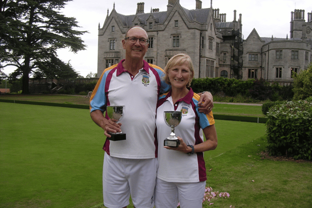 Lilleshall’s champion duo – Peter and Theresa Hancock with their trophies on the final finals day