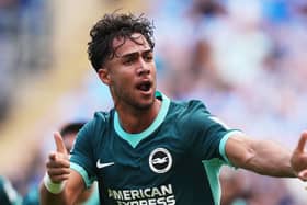 Brighton’s Charalampos Kostoulas celebrates the opening goal