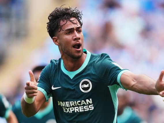 Brighton’s Charalampos Kostoulas celebrates the opening goal
