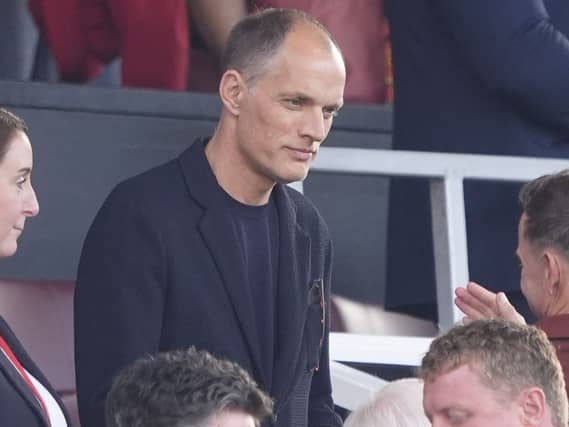 England manager Thomas Tuchel in the stands at Old Trafford