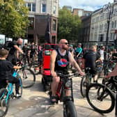 Rider at start of DnB ride Victoria Square 