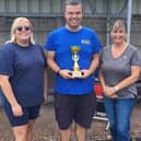 Ready for the final battle at Trench – Sian Skelton and (right) winner Sonya Lucas with Rob Burroughs
