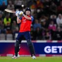 England’s Harry Brook plays an uppercut against Sri Lanka