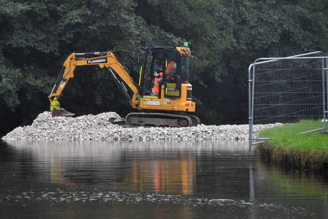 On Wednesday morning, contractors were busy building another dam along with Llangollen Canal in Whitchurch in order to drain a stretch of the canal and investigate the issue 