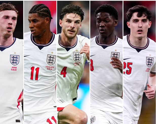 Cole Palmer, Marcus Rashford, Declan Rice, Kobbie Mainoo and Tino Livramento