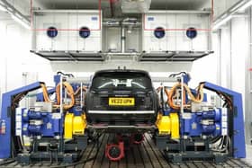 A Land Rover manufacturing line