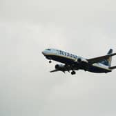 A Ryanair plane on its approach to Stansted Airport