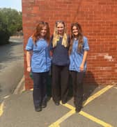 Left to right Elin, Rhian and Amy are ready to take on their big cycling challenge