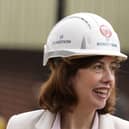 Lucy Powell in a hard hat