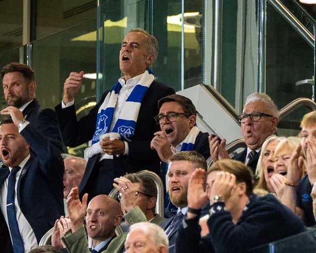 Prime Minister Andy Burnham and Canadian premier Mark Carney at the Everton v Wolverhampton Wanderers match (Paul Cooper/Daily Telegraph/PA)