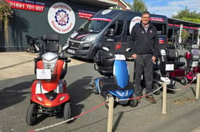 Shropshire Mobility Solutions founder Scott Marston outside the firm's shop in Welsh Frankton near Oswestry