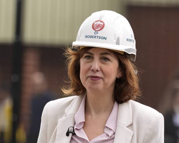 Lucy Powell in a hard hat