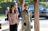 Charlotte Hollins and Princess Anne at Fordhall Farm, north Shropshire 