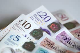 Bank notes fanned out