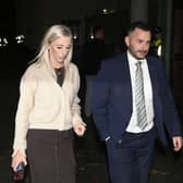 Carla Lockhart from the DUP and Timothy Gaston from the TUV leaving Belfast High Court