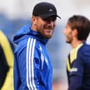 Scotland head coach Sebastien Pocognoli watches his players train