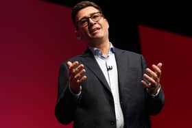 Prime Minister Andy Burnham delivering his keynote speech during the Labour party conference