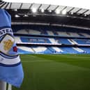 A general view of the corner flag and pitch at the Etihad Stadium