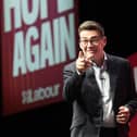 Prime Minister Andy Burnham delivers his keynote address to the Labour Party conference in Liverpool