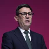 Prime Minister Andy Burnham on stage at the end of the Labour Party conference