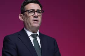 Prime Minister Andy Burnham on stage at the end of the Labour Party conference