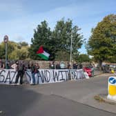 A protest outside the Aviva Stadium