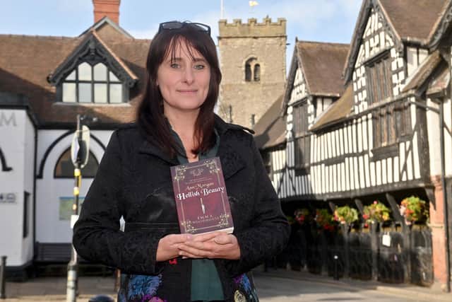 Emma Woodhouse in Much Wenlock. The building in the background is where the first hearing in the trial of Ann Morgan’s murder actually took place