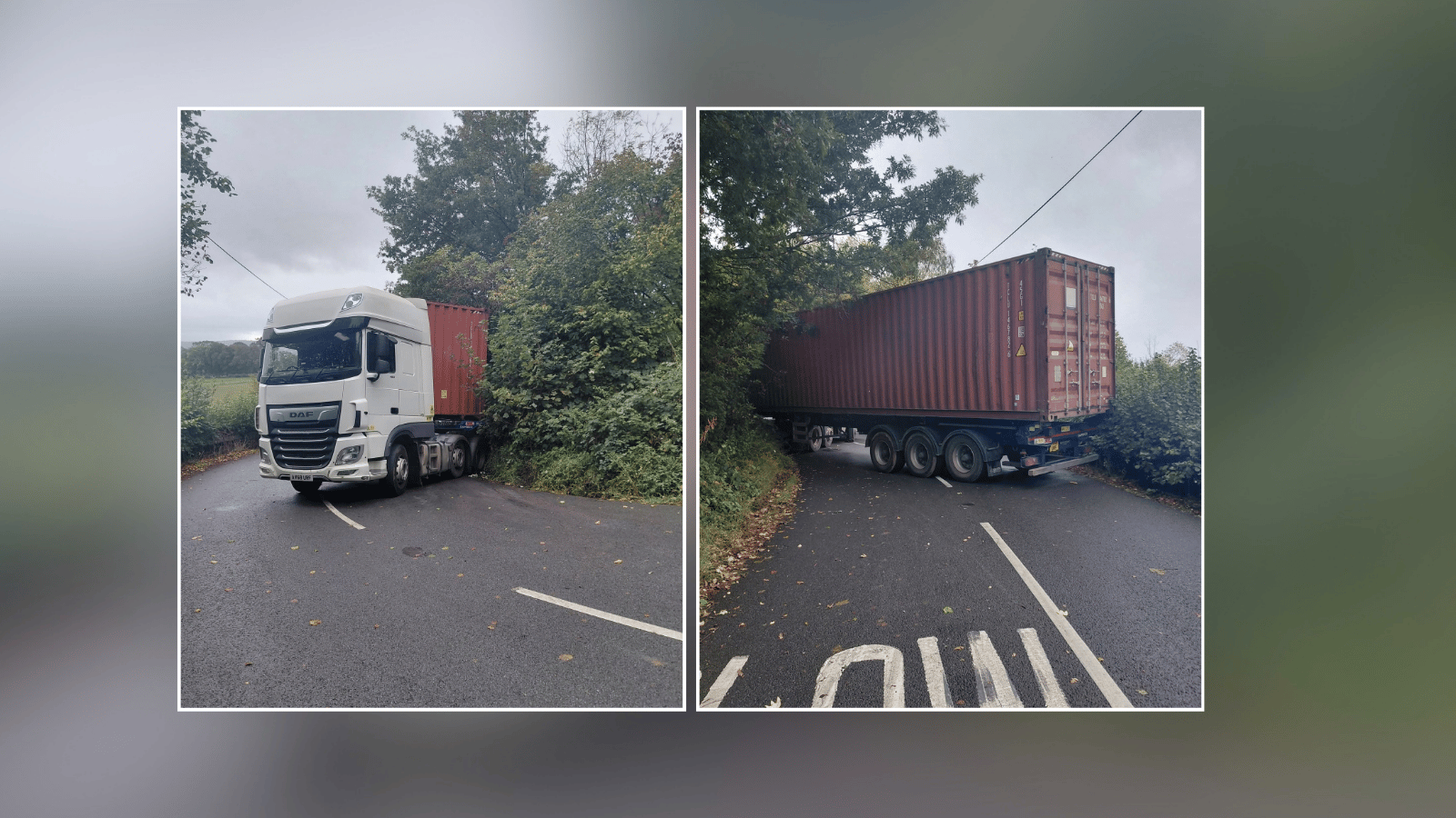 Jack-knifed HGV closes road in south Shropshire