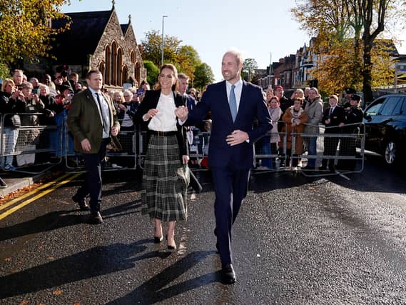 The Prince and Princess of Wales leave following their visit to The Commons in South Belfast, a project that will transform a church at the heart of the diverse and vibrant Ormeau Road community into a self-sustaining community centre for all