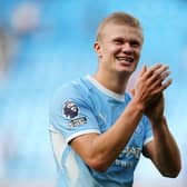 Manchester City’s Erling Haaland applauds after a game