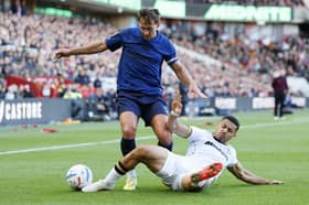 Andre challenges Boro captain Callum Brittain