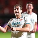 Aaron Pressley celebrates after a Walsall match
