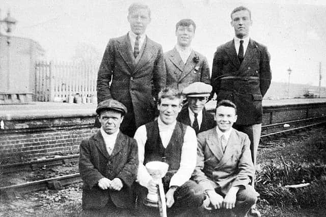 With a group outside Lawley Bank station, where they would play cards. Front, from left, Billy Lloyd, Billy Sumnall, Mr Garbett, and John Simmonds. Back, from left, Bernard Bowyer, Cyril Plant, and Charlie Plant. The photo is one of a number which were shared with us by Billy’s niece, Mrs Freda Goucher, nee Bowyer. Bernard was her brother, and John Simmonds was her brother-in-law.