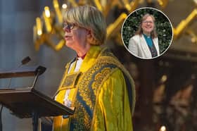The Archbishop of Canterbury, Dame Sarah Mullally, and the Archdeacon of Ludlow, Sam Hustwayte