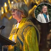 The Archbishop of Canterbury, Dame Sarah Mullally, and the Archdeacon of Ludlow, Sam Hustwayte
