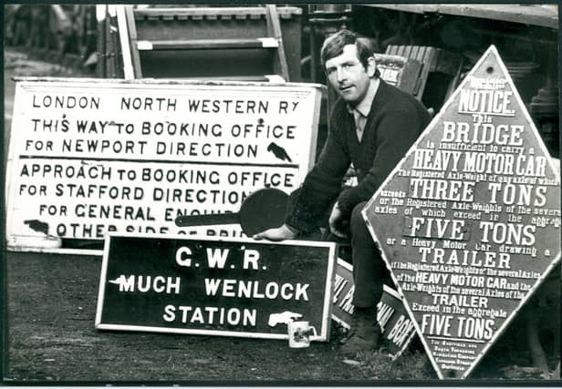 Nigel Hadlow, who was assistant general manager of the Chasewater Light Railway, near Cannock, was sprucing up some old signs ready for the new season when this picture was taken in February, 1978. Old railway signs continue to be in high demand from collectors.