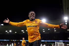 Jean-Ricner Bellegarde celebrates after scoring for Wolves against Bolton 