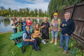 Back, from left, Sue Foskett, Susie Thomas, Libby Biddulph, Laura Foskett, front, Harlech Foodservice account manager Debbie Nicholls, Ellie Wood, Kal Wood, Bernie Jones, and Andrew Foskett.
