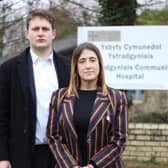 Brecon, Radnor and Cwm Tawe MP David Chadwick with Brycheiniog Tawe Nedd Senedd Member Jane Dodds at Ystradgynlais Hospital