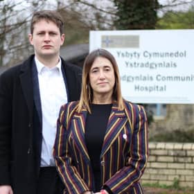Brecon, Radnor and Cwm Tawe MP David Chadwick with Brycheiniog Tawe Nedd Senedd Member Jane Dodds at Ystradgynlais Hospital