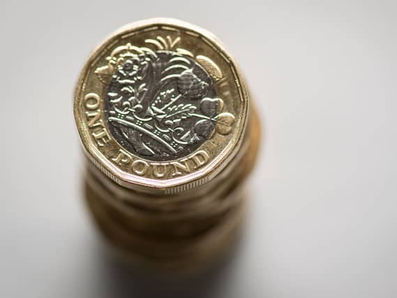 A pile of pound coins