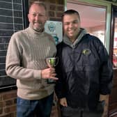 More Mid Shropshire magic for Stuart Rutter, seen receiving the Thursday Merit trophy from Rob Burroughs