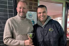 More Mid Shropshire magic for Stuart Rutter, seen receiving the Thursday Merit trophy from Rob Burroughs